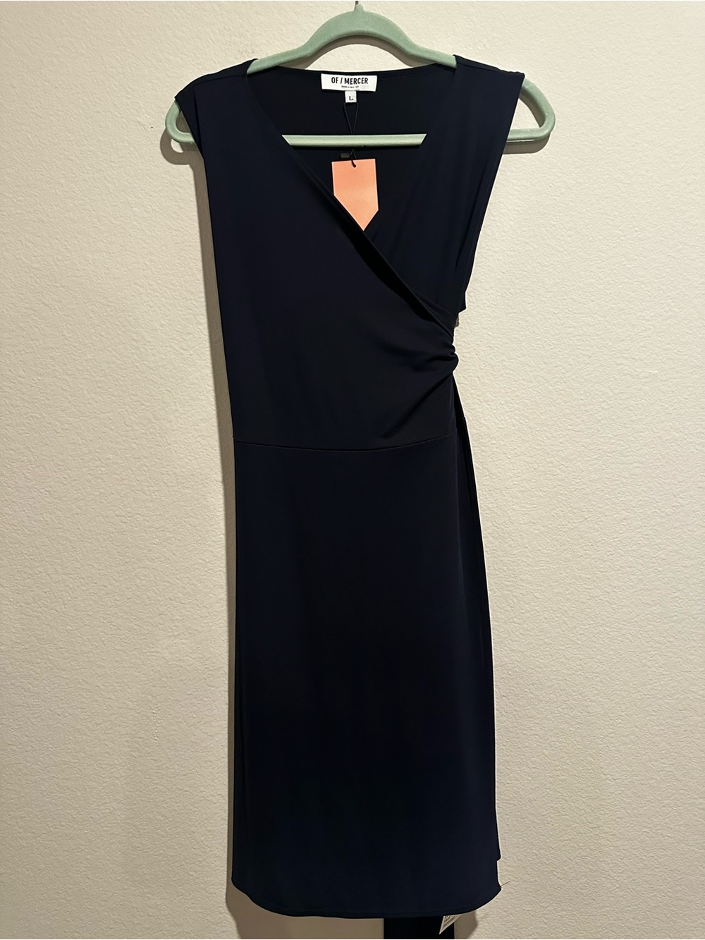 Of Mercer Navy Faux-Wrap Sheath Dress